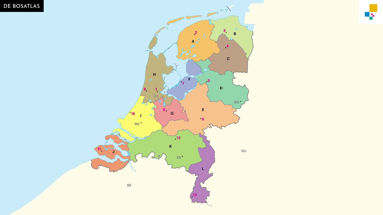 Mijn eigen Bosatlas: Topografie Nederland - Basistopo Nederland - provincies en hoofdsteden