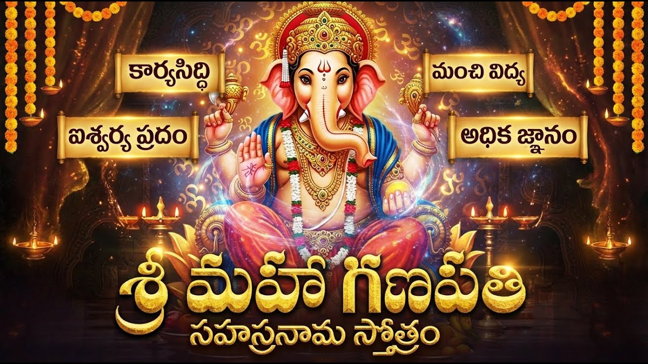 శ్రీ మహా గణపతి సహస్రనామ స్తోత్రం | Maha Ganapati Sahasranama Stotram | 1000 Namesh of Ganesh
