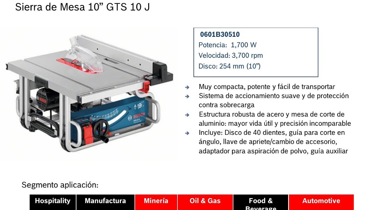 Mesa de Sierra Bosch GTS 10 J Mantenimiento básico, lubricar,limpieza