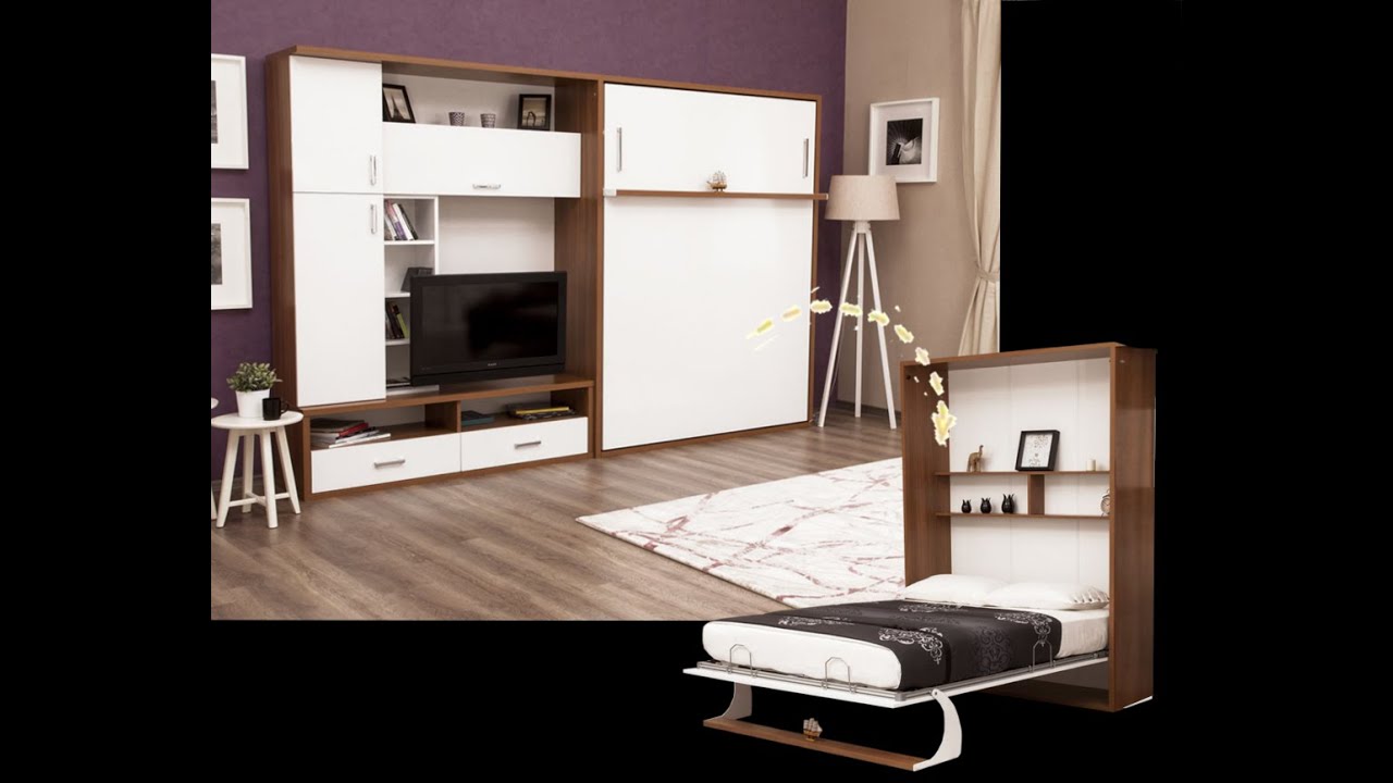 Multimo DOUBLE SALOON Wohnwand mit Schrankbett / Wandbett / Klappbett / G&auml;stebett / Doppelbett