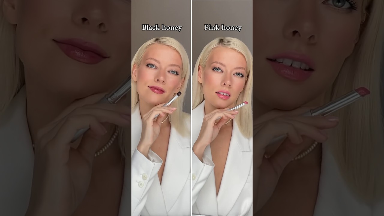 CLINIQUE black honey vs pink honey #lipstick #lipsticklover #lipbalm #makeup #beauty #lipsync