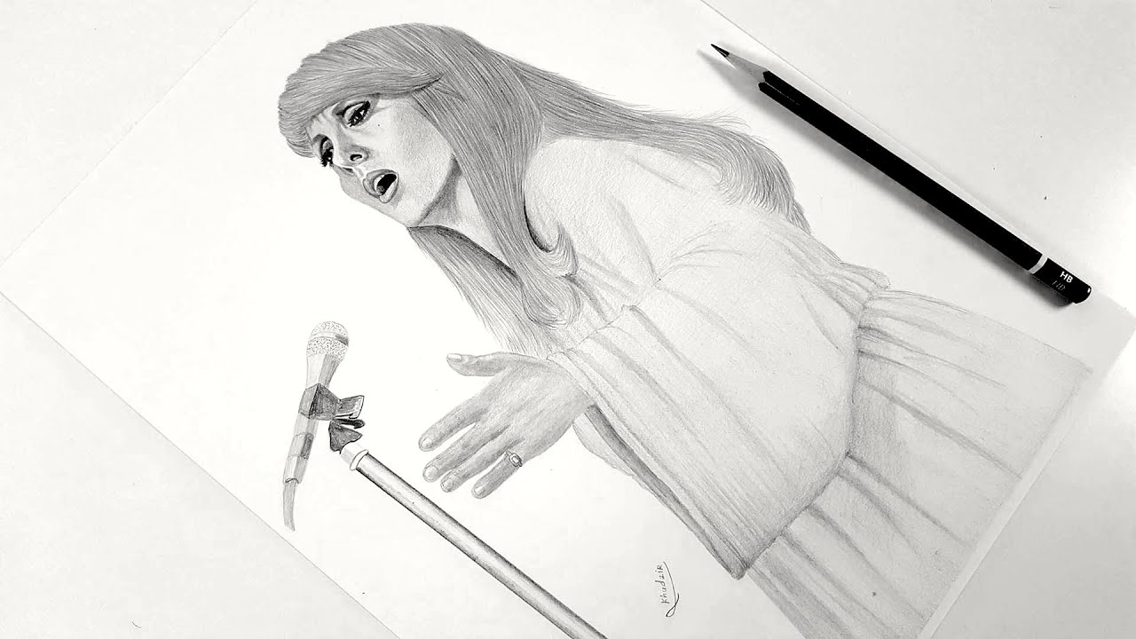 كيفية رسم السيدة المطربة فيروز بالقلم الرصاص - رسم بورتريه - رسم واقعي