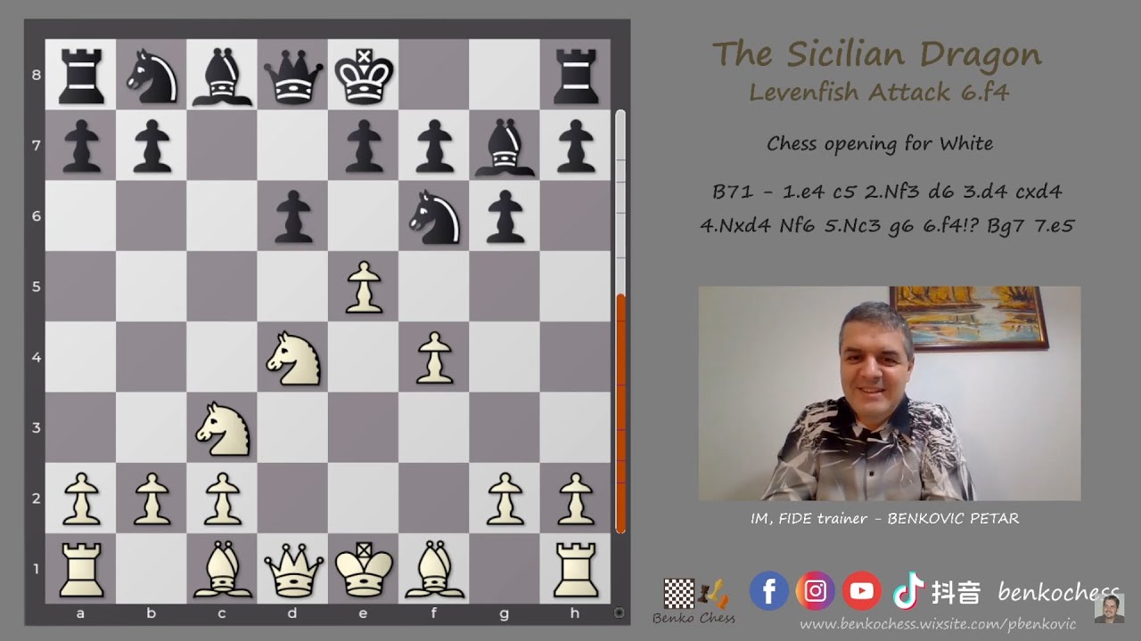 Chess opening for White | The Levenfish Attack 6.f4!? in the  Sicilian Defense - Dragon Variation