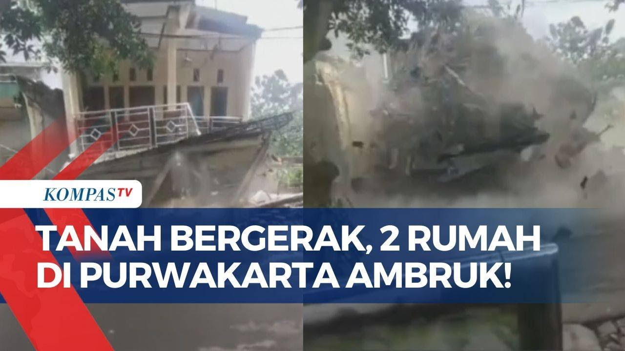 Bruk! Detik-detik Rumah Warga di Purwakarta Ambruk Akibat Tanah Bergerak