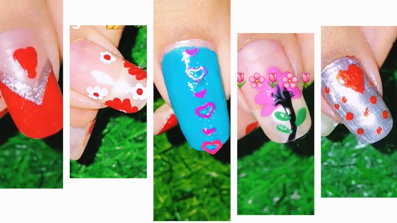 💖Top5easy valentine's day nail arteasy⚘️🌹 valentine's day💅🥀#shorts #shortviral# D.janavi # nail art 