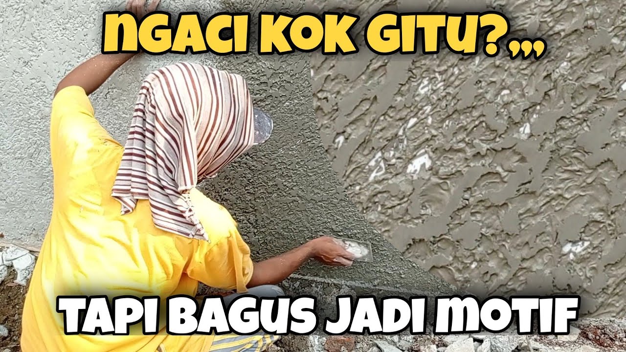 Cara kamprot acian semen bermotif simpel || motif batu karang