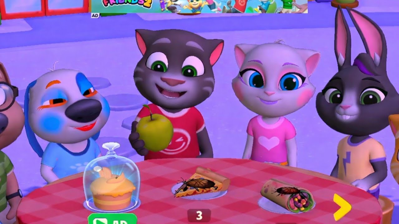 My Talking tom friends 2 unlocked dirty food 