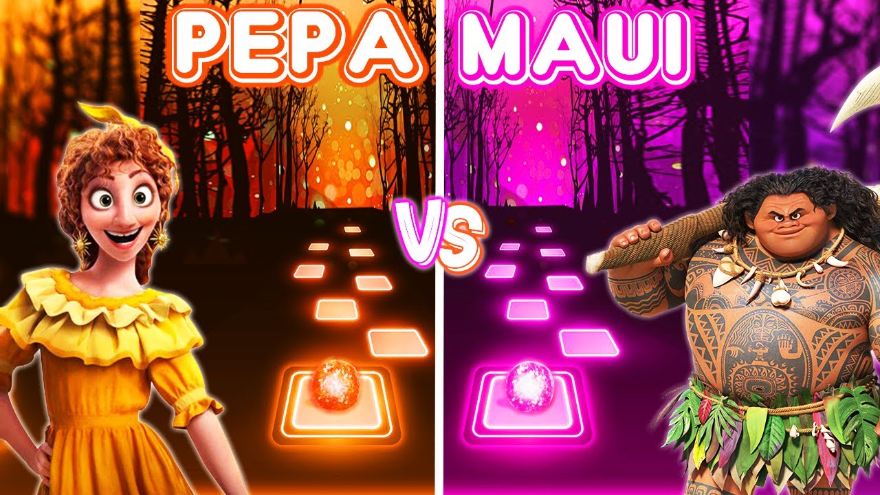 Encanto Pepa Vs Maui || We Don't Talk About Bruno, You're Welcome - Tiles Hop EDM Rush!