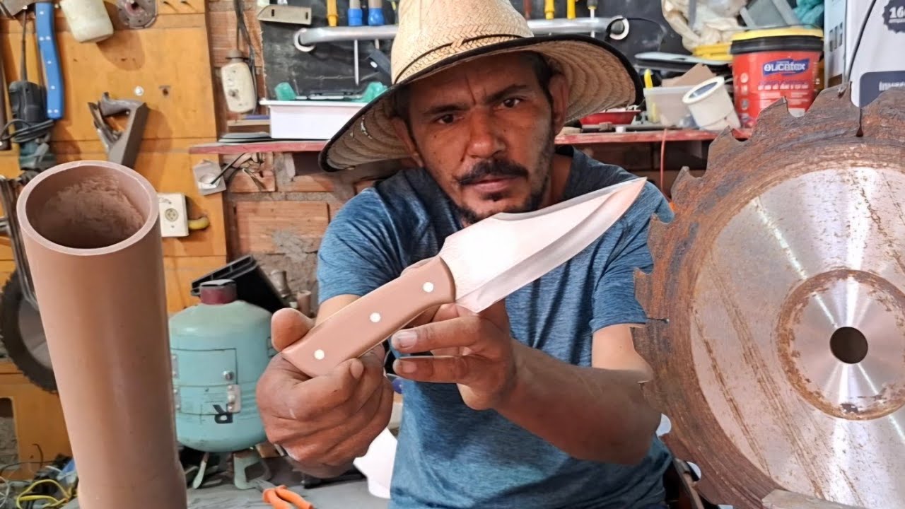 O segredo para fazer faca de disco com cabo de cano PVC.!!!