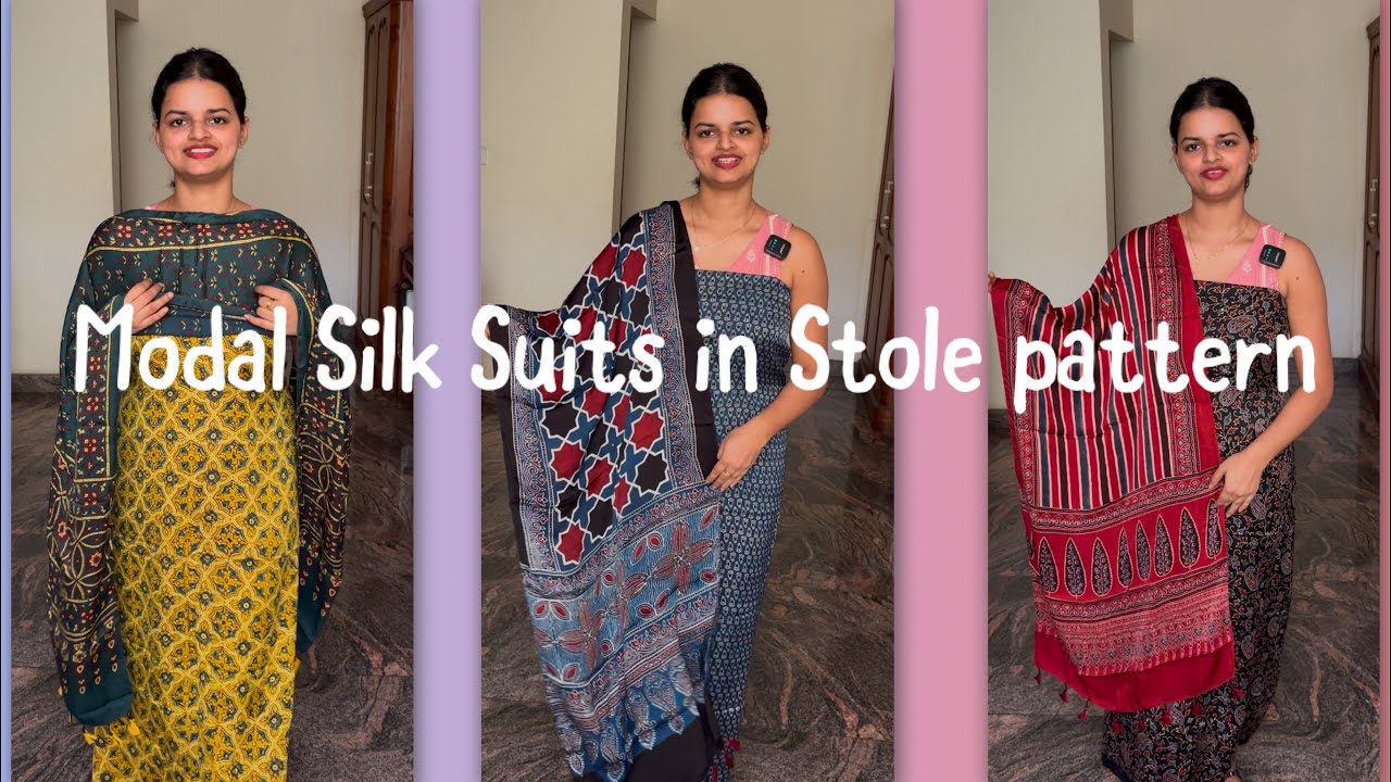 EPI 443|PURE MODAL SILK SUITS IN STOLE PATTERN #trending  #modalstole #eidcollection @curatedvault