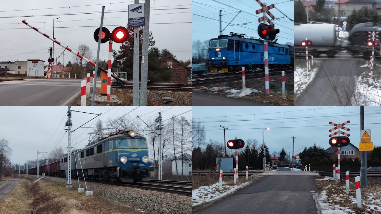 [4K] Ruch pociągów na przejazdach kolejowych w Brzeszczach i Rajsku | Styczeń 2026