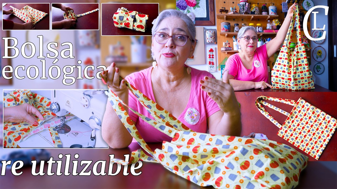 Que f&aacute;cil hacer esta BOLSA DE COMPRAS REUTILIZABLE  con 3 bolsillos/Excelente IDEA DE EMPRENDIMIENTO