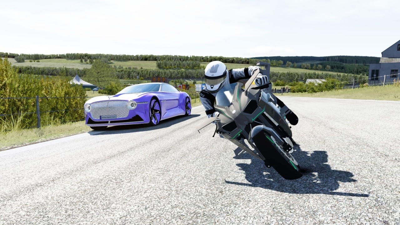 Kawasaki Ninja H2R SC vs Concept Cars Bentley EXP 100 GT vs Hypercars Bugatti, Ferrari, Batmobile
