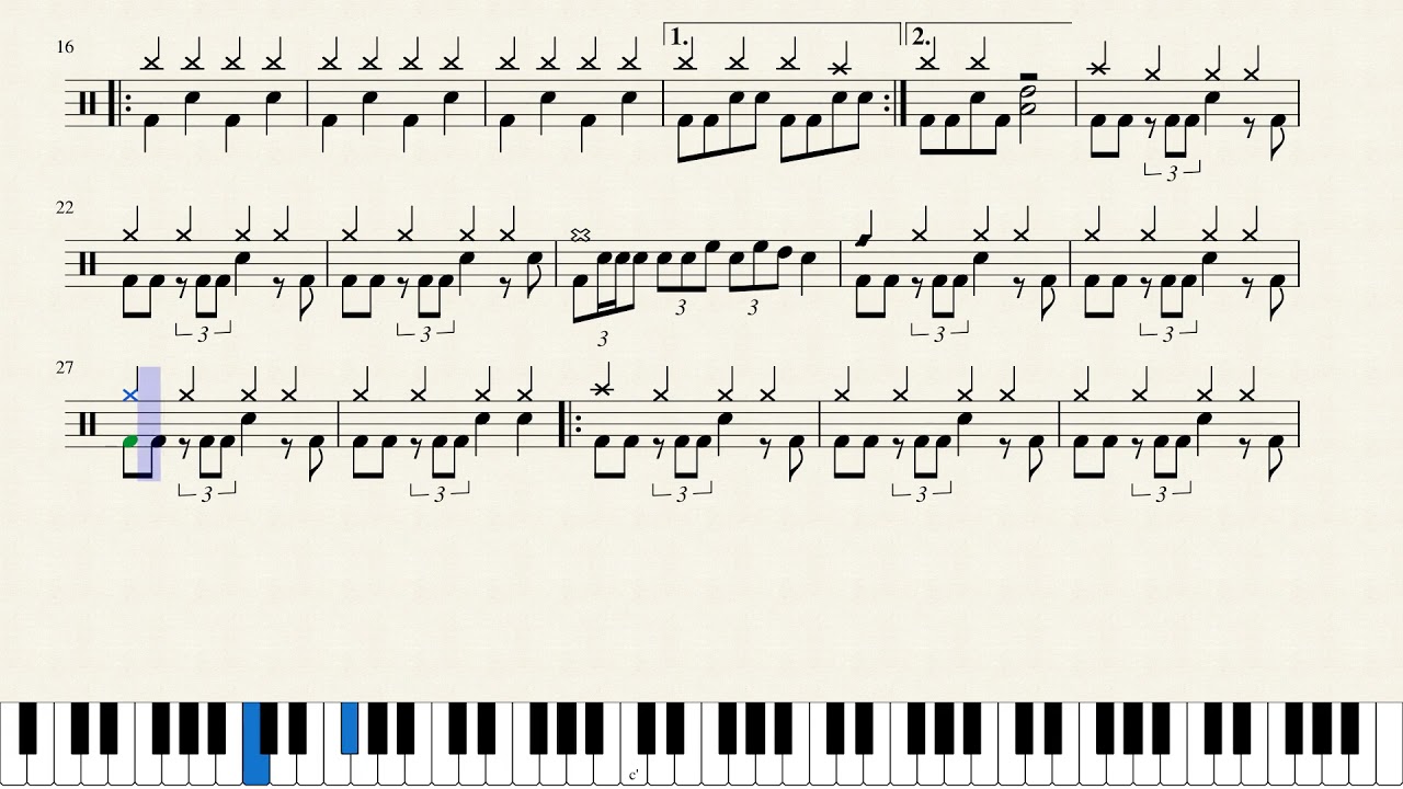 Three Days Grace - Riot (Drum Sheet Music)