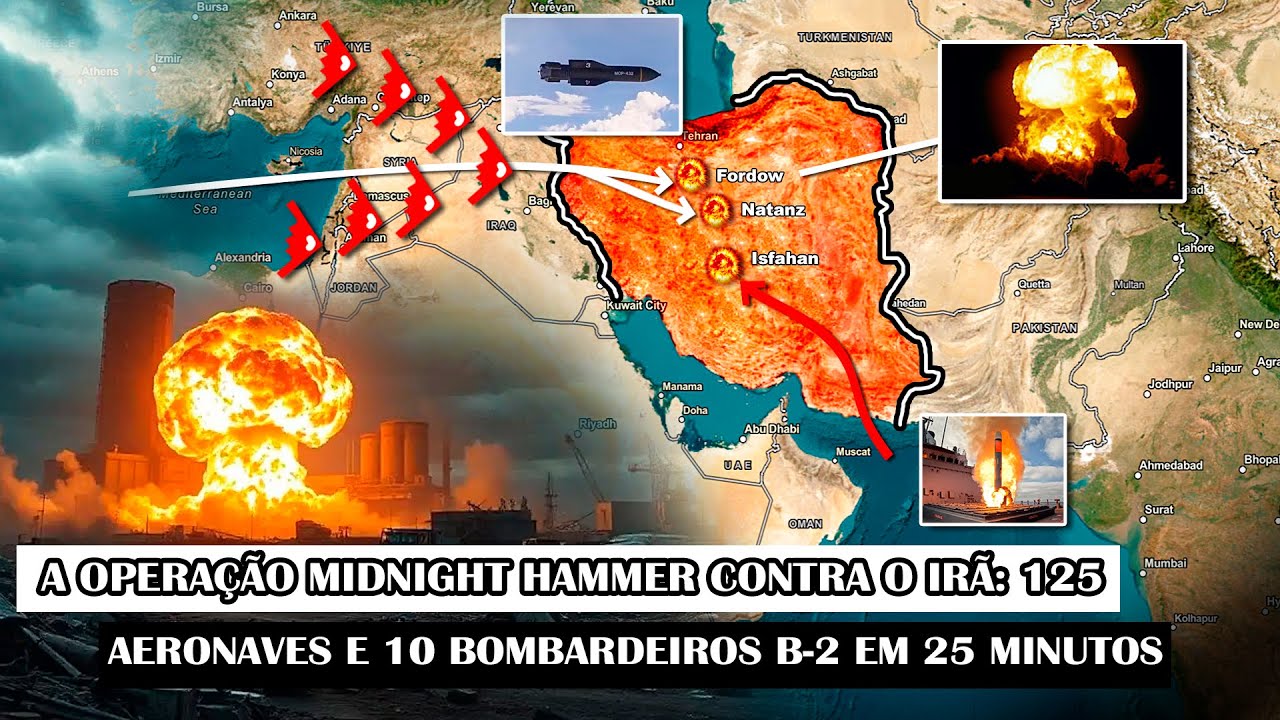 A Opera&ccedil;&atilde;o Midnight Hammer contra o Ir&atilde;: 125 aeronaves e 10 Bombardeiros B-2 em 25 minutos