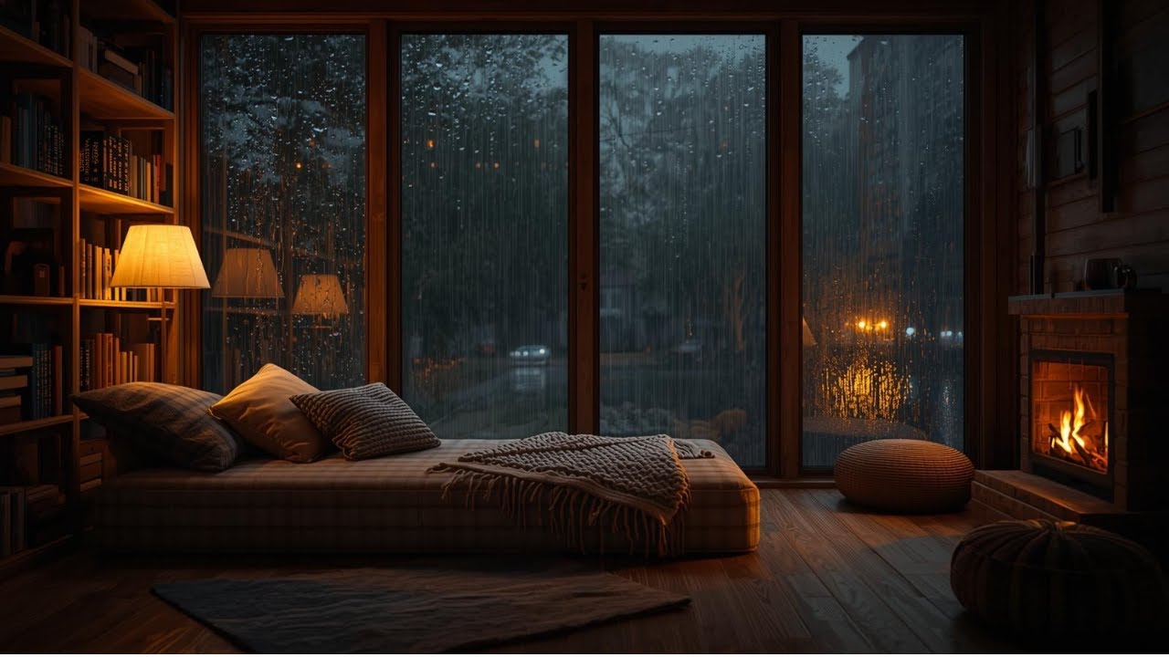 Cozy Rainy Night at Home 🌧️🔥 | 1 Hour Warm & Calm Ambience