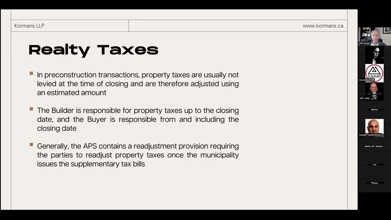 Adjustments Involved in Preconstruction Transactions