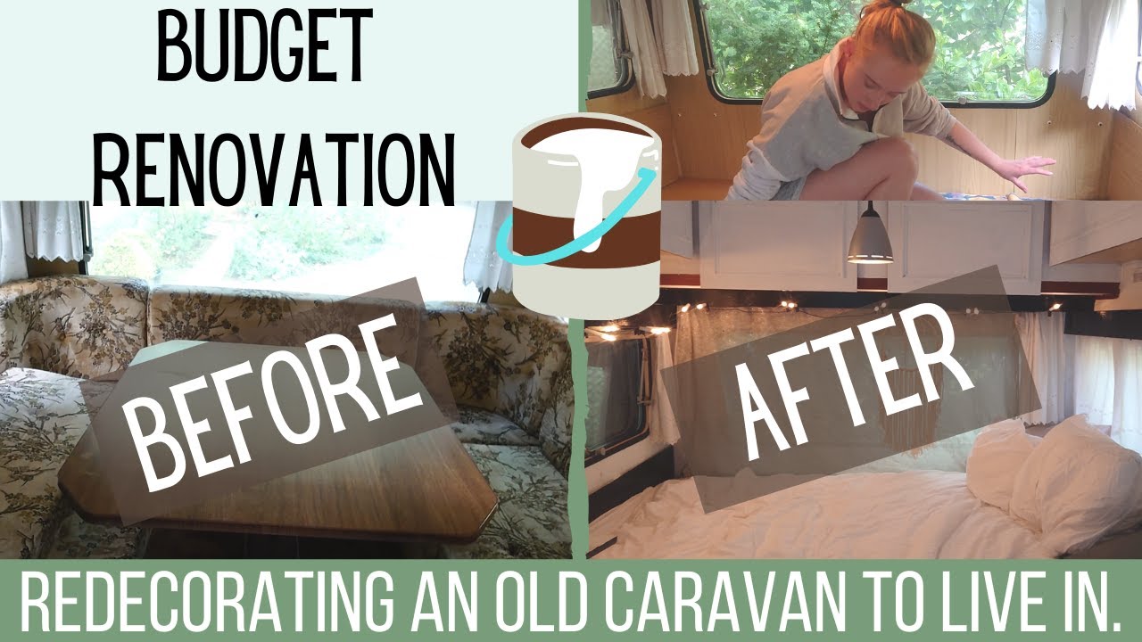 Redecorating an old caravan to live in | Caravan renovation video on a budget | chateau 420
