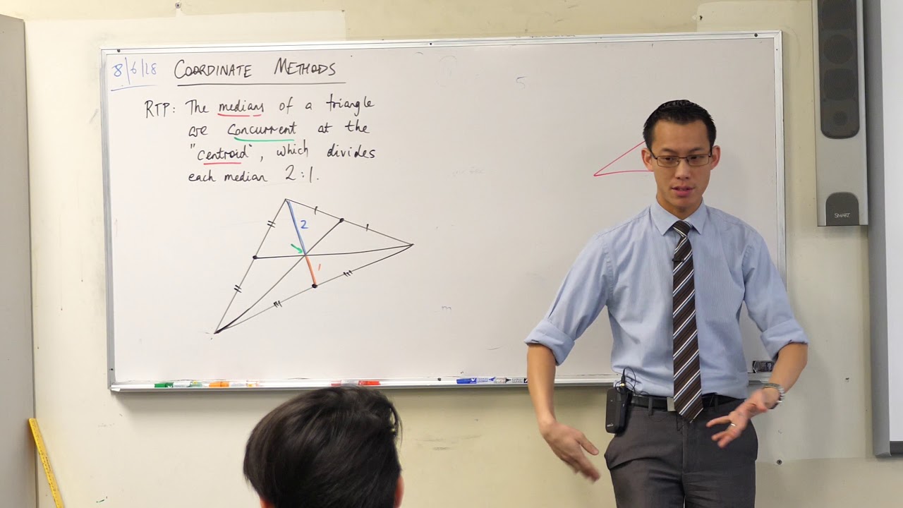 Concurrence of Medians (1 of 2: Proof via similar triangles)