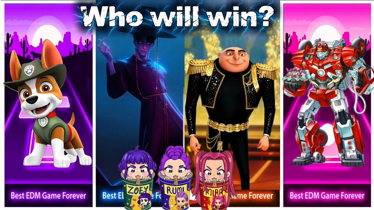 Who Wins? Paw Patrol  vs Saja boys Demon Version and McQueen | Coffin Dance Tiles Hop EDM🔥⚔️