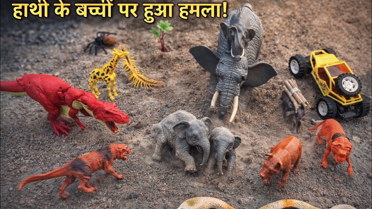 हाथी 🐘 के बच्चों 🫡 पर हुआ हमला 👺, क्या वे बच पाएँगे | Best Kid’s Cartoon Toy Video | 