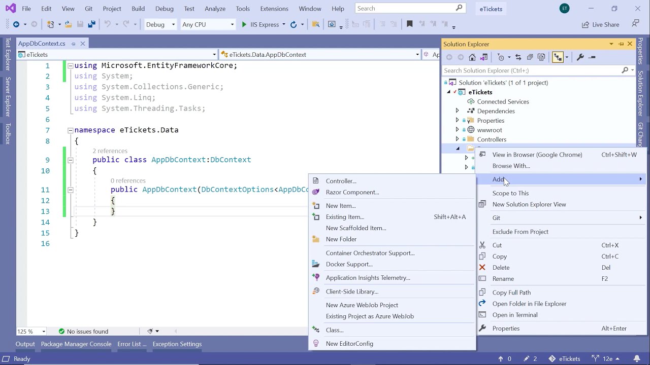 12. Adding your DbContext file | ASP.NET MVC