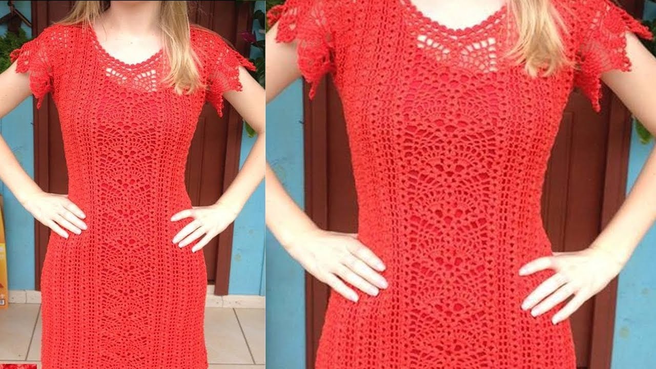 HERMOSOS VESTIDOS ROJOS TEJIDOS A CROCHET O GANCHO