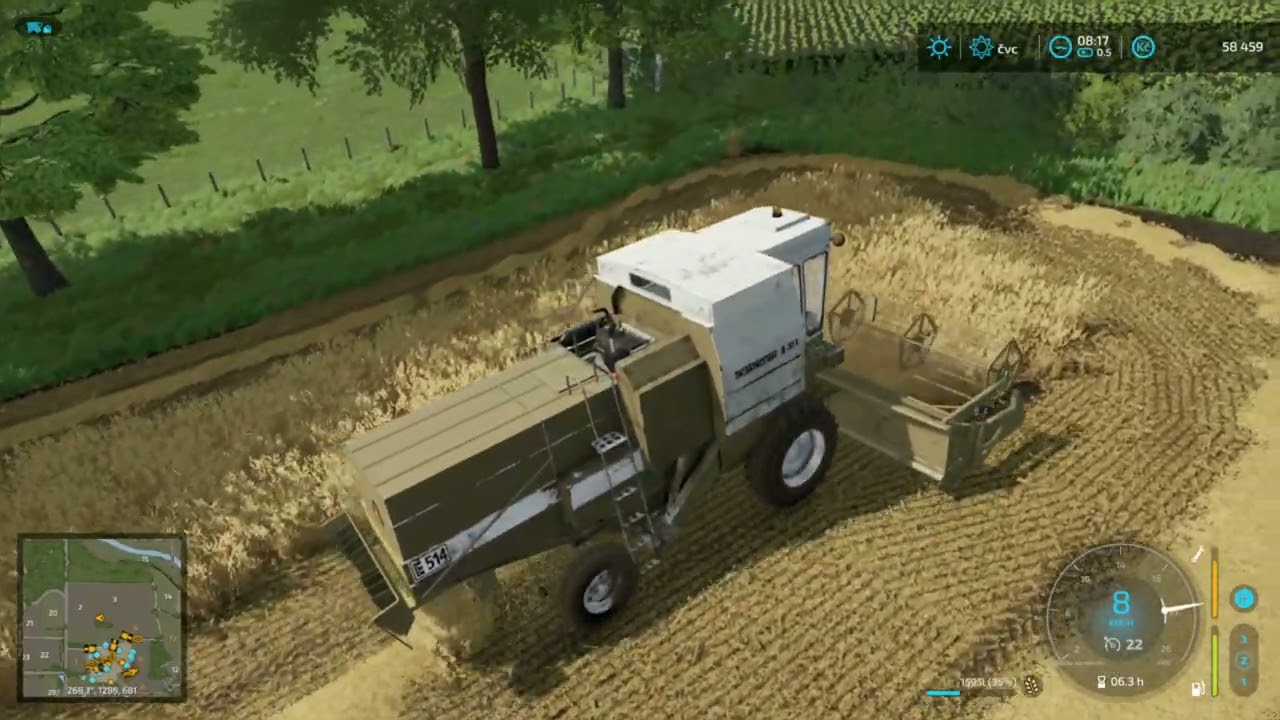 Farming simulator 22 staré stroje #34 sklizeň pšenice a  sběr slámy 