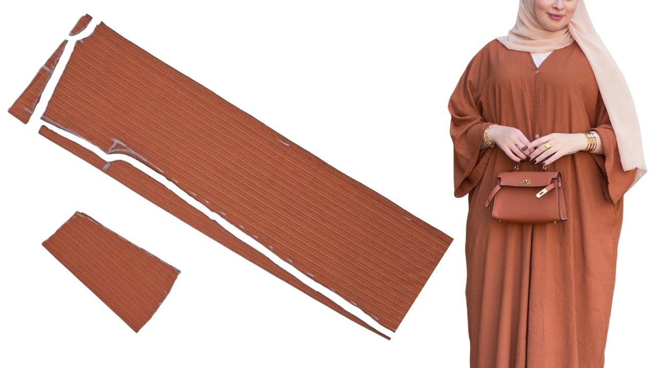 تفصيل وخياطة عباية مفتوحة من الأمام بالأزرار | موديل رائع وسهل للمبتدئين | SEWING