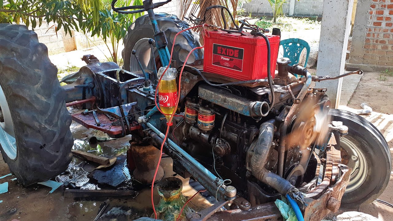 Crankshaft 3 Cylinder Block Old Tractor Engine Starting Without Diesel Tank and Radiator