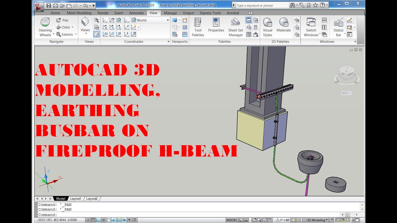 AUTOCAD 3D, How to install earthing bus bar on fire proofing H-beam, autocad | rvmags