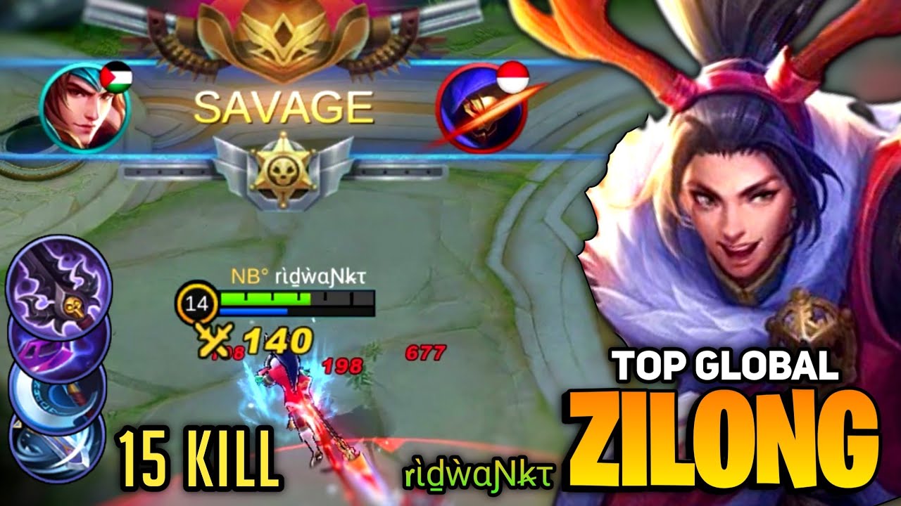 SAVAGE! Zilong Offlane Gameplay [ Top Global Zilong Best Build 2021] By rὶḏẁ&alpha;Ɲꞣꚍ - Mobile Legends