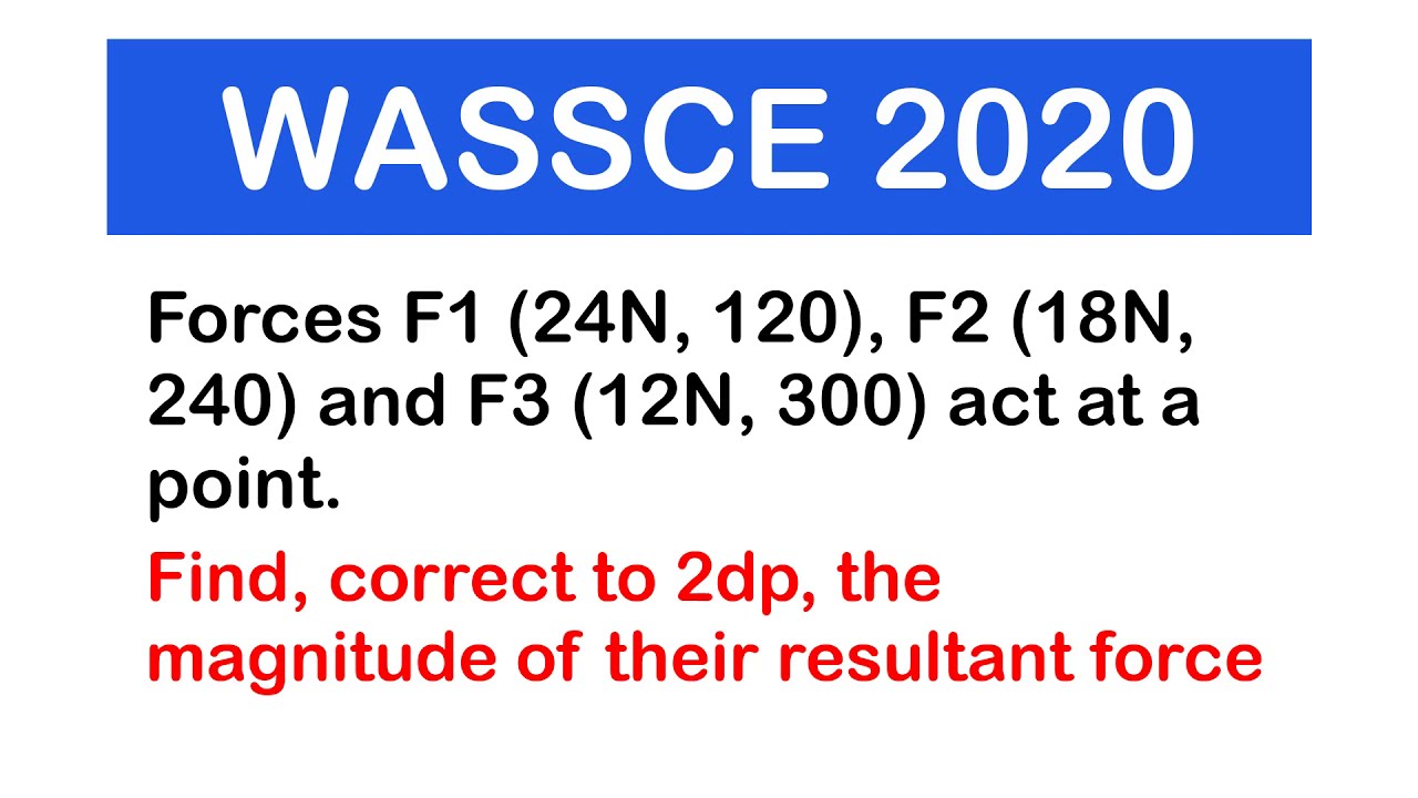 WASSCE 2020 Elective Mathematics Question 7 - Resolution of Forces