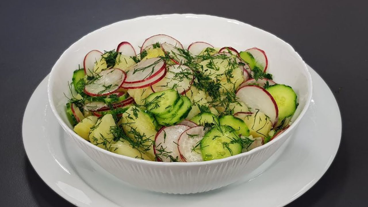 Sallatë me patate, kastravec e koper nga zonja Vjollca