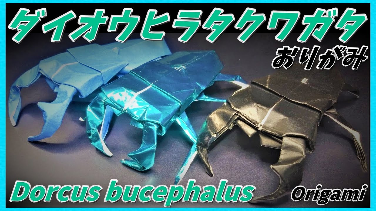 ダイオウヒラタおりがみ(Dorcus bucephalus Origami)金龟子折纸(대황 넓적 사슴 벌레 종이 접기)