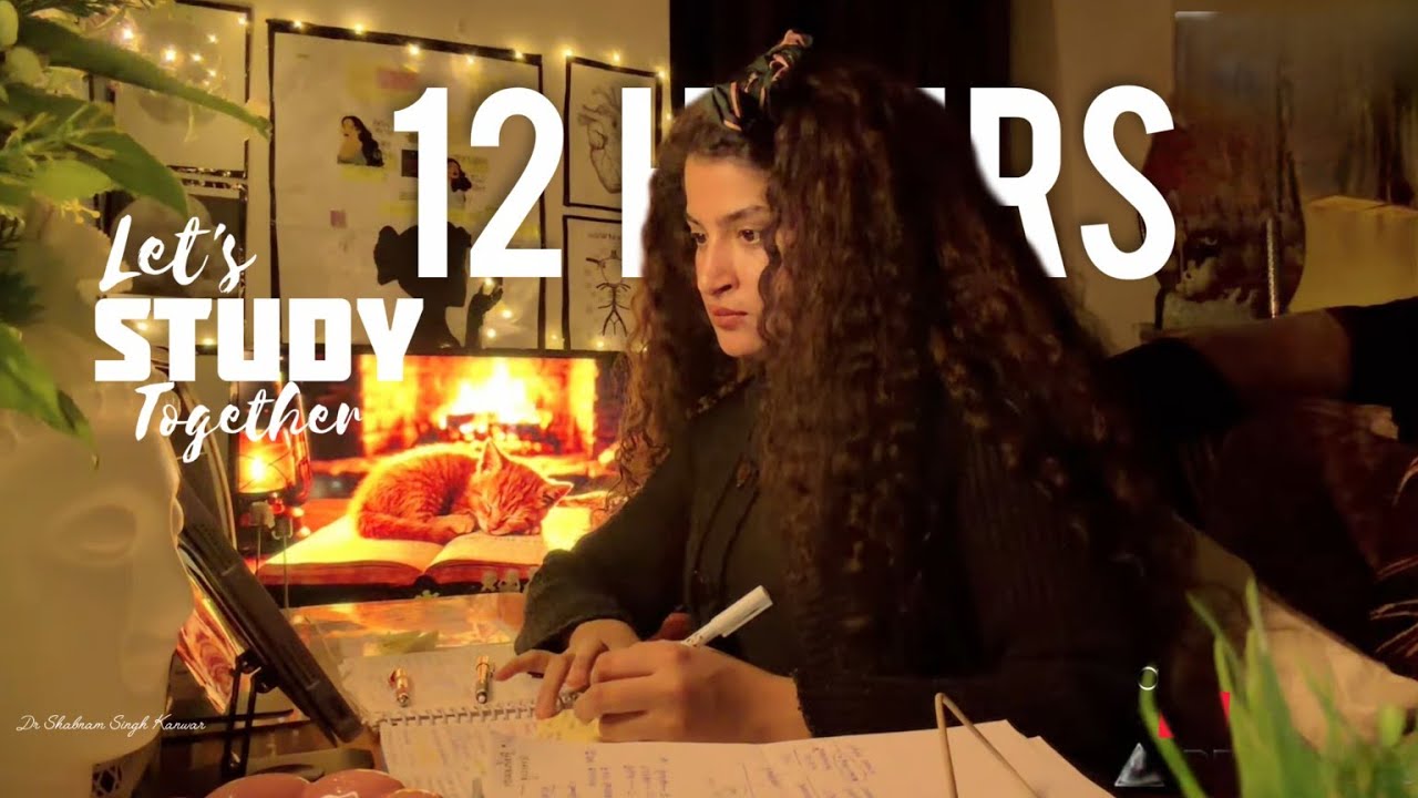 ⭕LIVE|12HOURS⏰🎯|STUDY WITH ME📚Deep Focus session📈☃️🥶cozy🪵🔥 Fireplace|🟤🧸brown noise Ambience|NEETPG