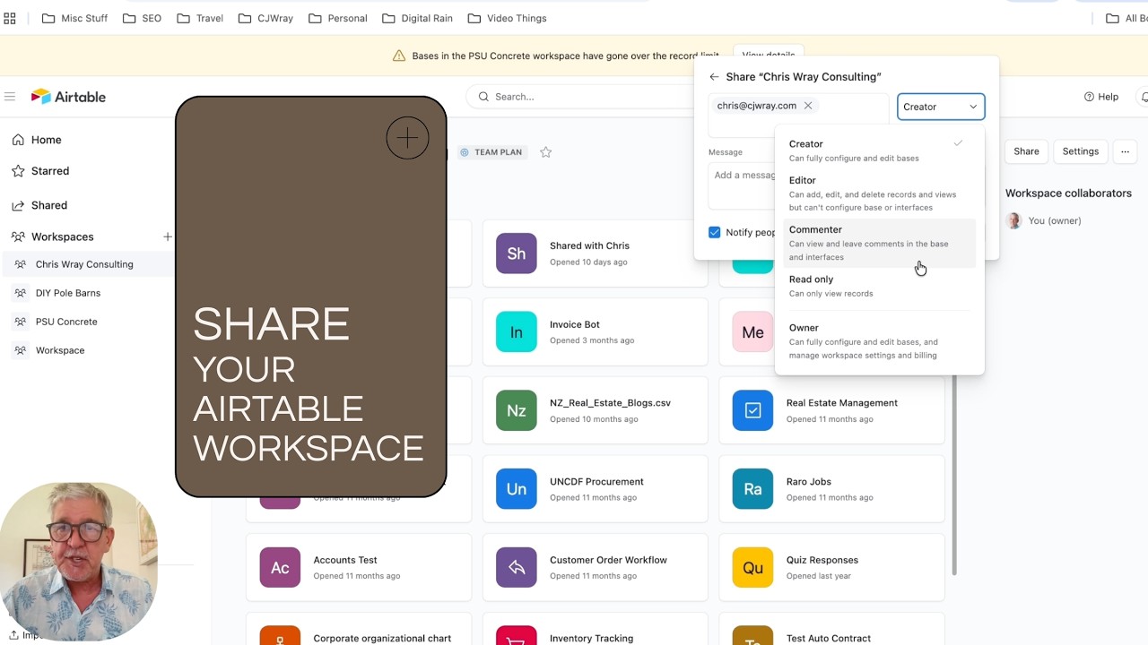 How to share your Airtable Workspace