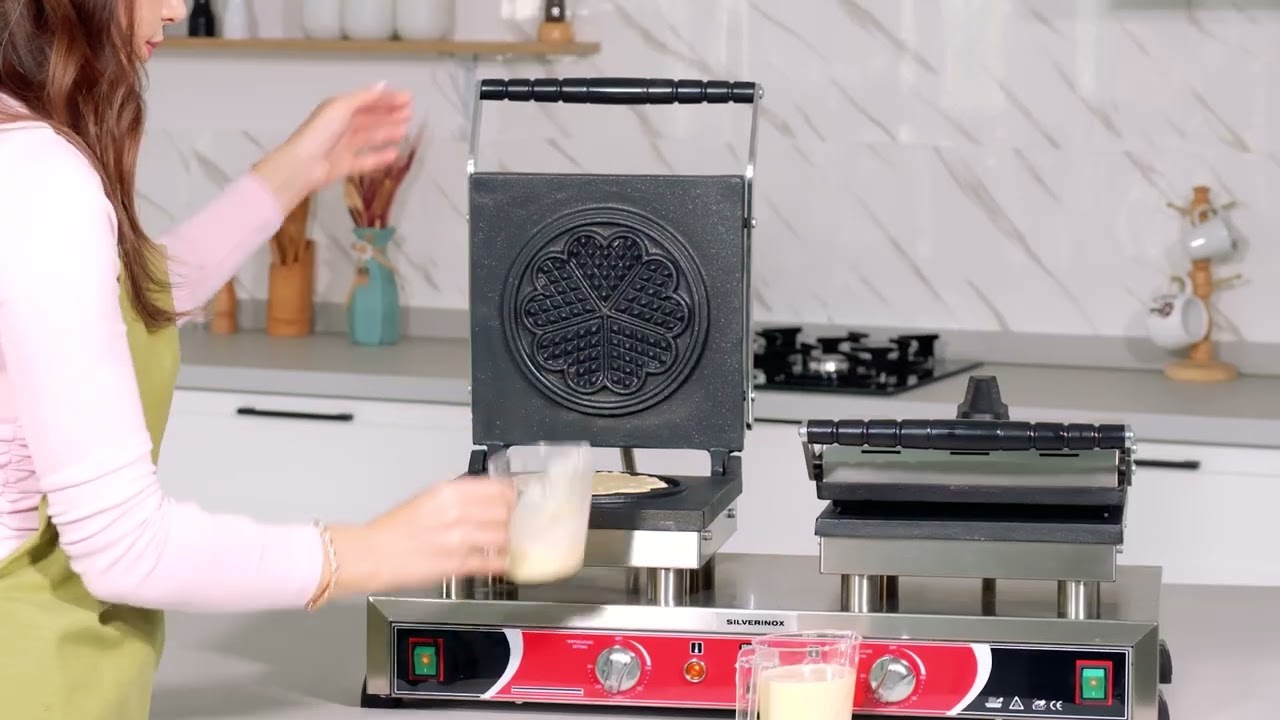 Işıkgaz Silverinox Çiçek ve Kare Desenli Waffle Makinesi