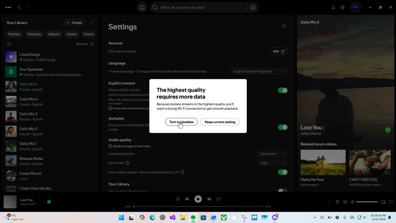 How to enable Spotify’s lossless feature for the best audio streaming quality.