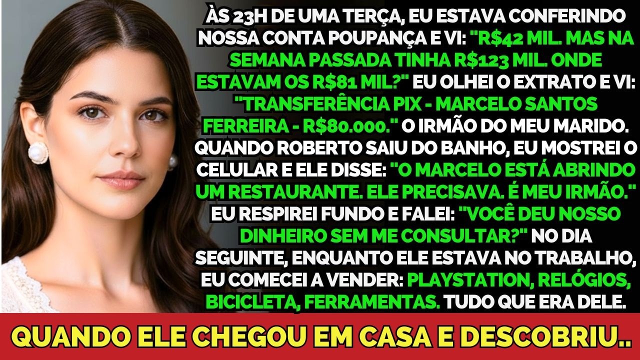 Meu Marido Deu R$80 Mil Pro Irmão Dele Sem Me Avisar — Eu Vendi Tudo Que Era Dele.