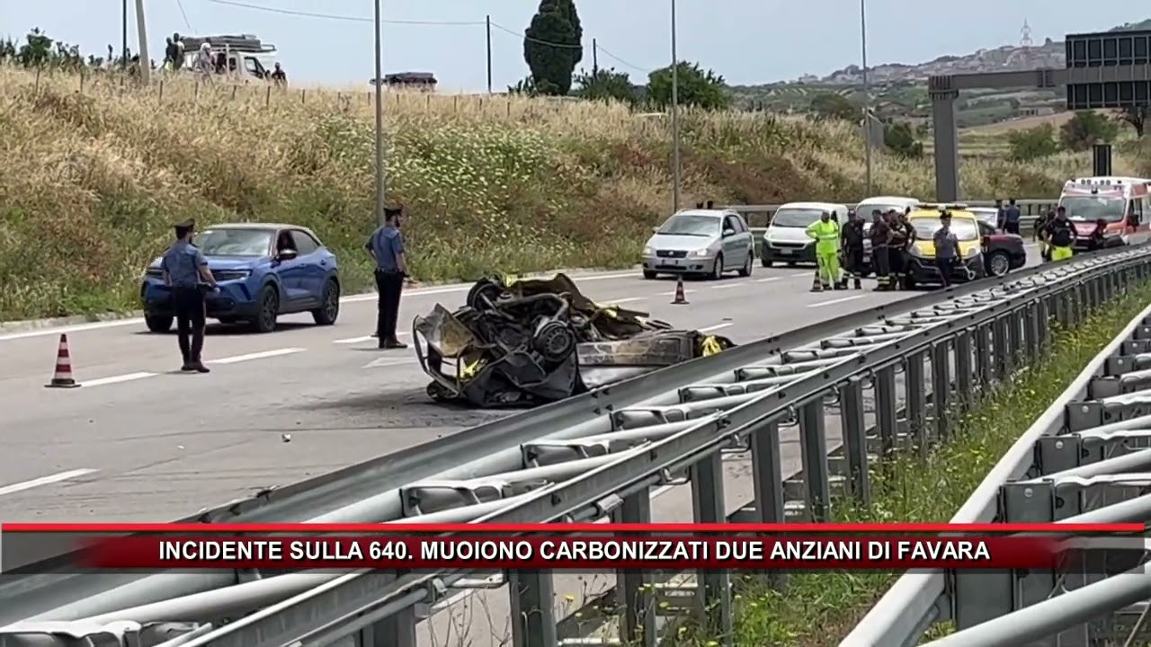 INCIDENTE SULLA 640  MUOIONO CARBONIZZATI DUE ANZIANI DI FAVARA