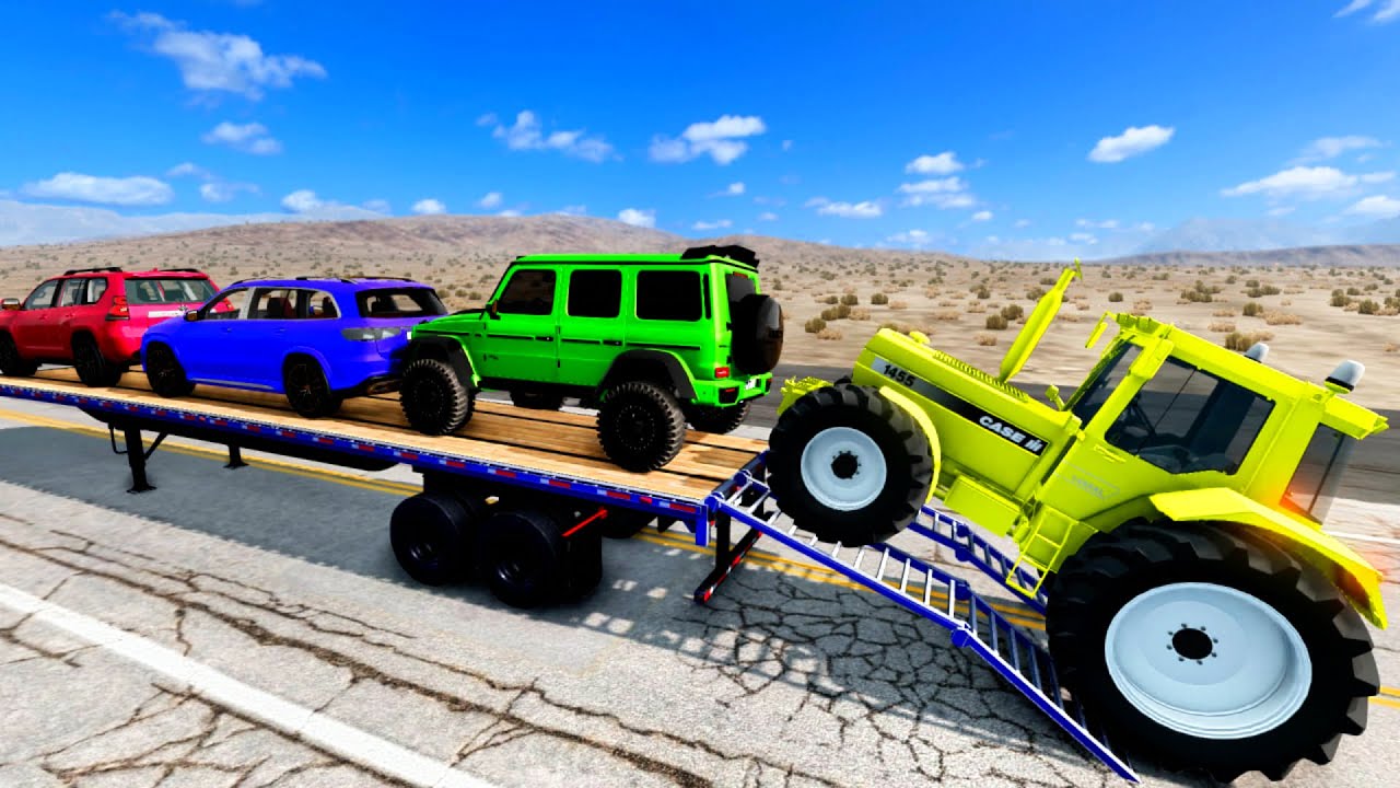Flatbed Truck Mcqueen | Transportation with Truck - Pothole vs Car #3 - BeamNG.Drive