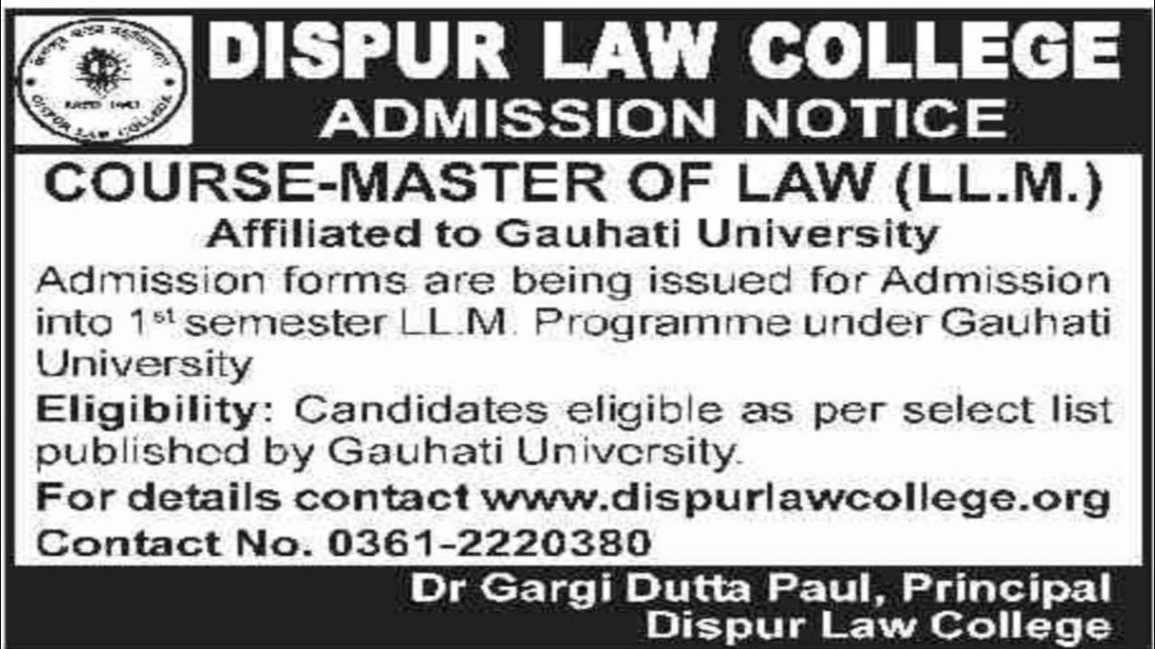 Dispur Law College LLM admission 2021 under Guwahati University