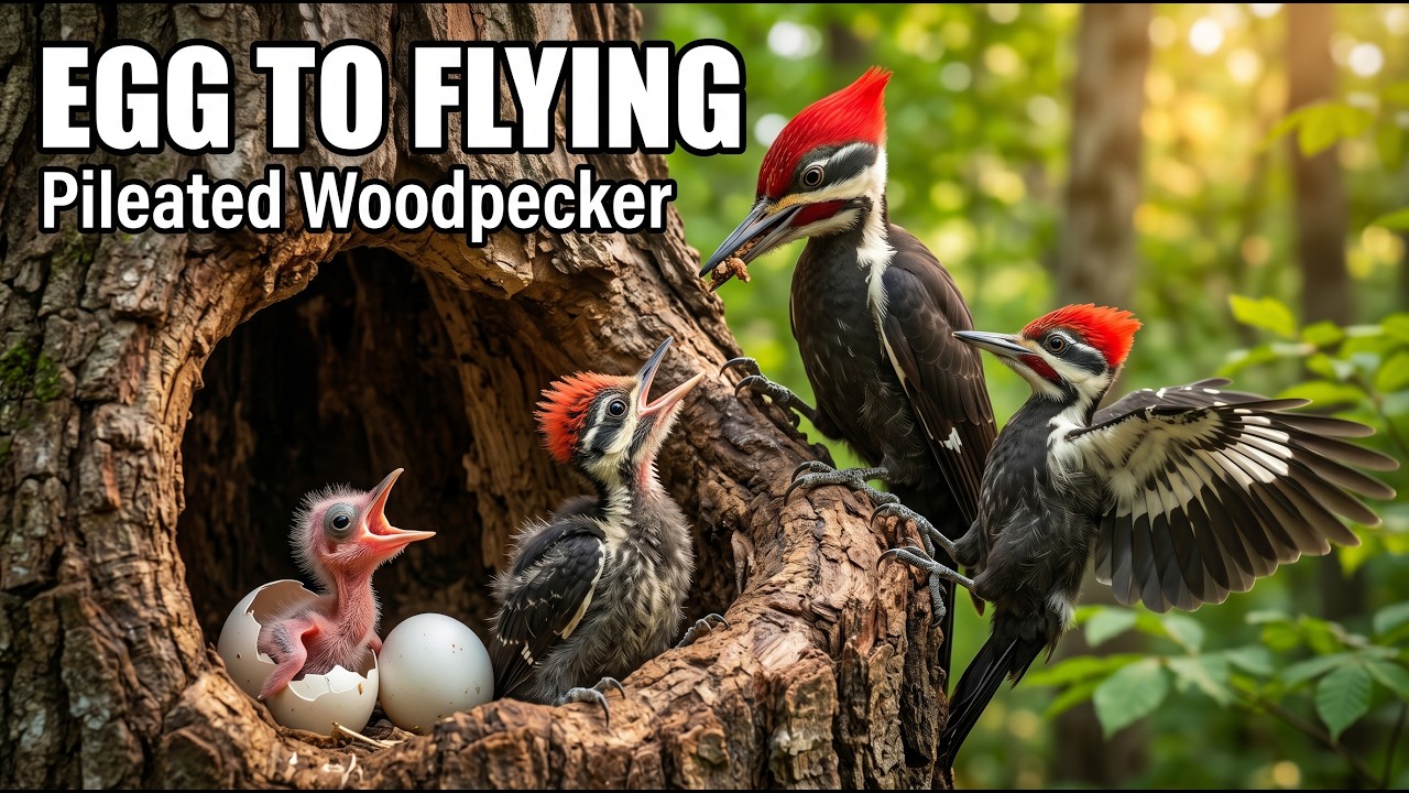 Pileated Woodpecker Life Cycle: From Egg Hatching to Leaving the Nest
