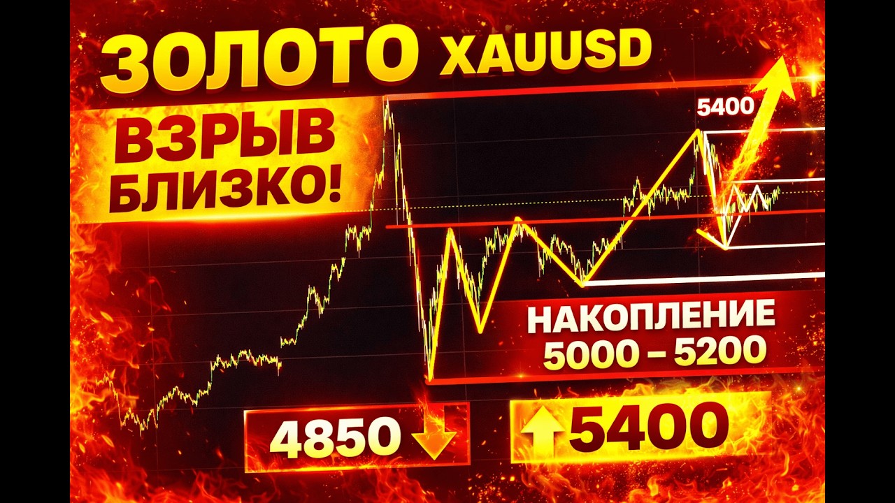 ЗОЛОТО (XAU/USD) | Работа с накоплением 5000-5200! Ждем выход!