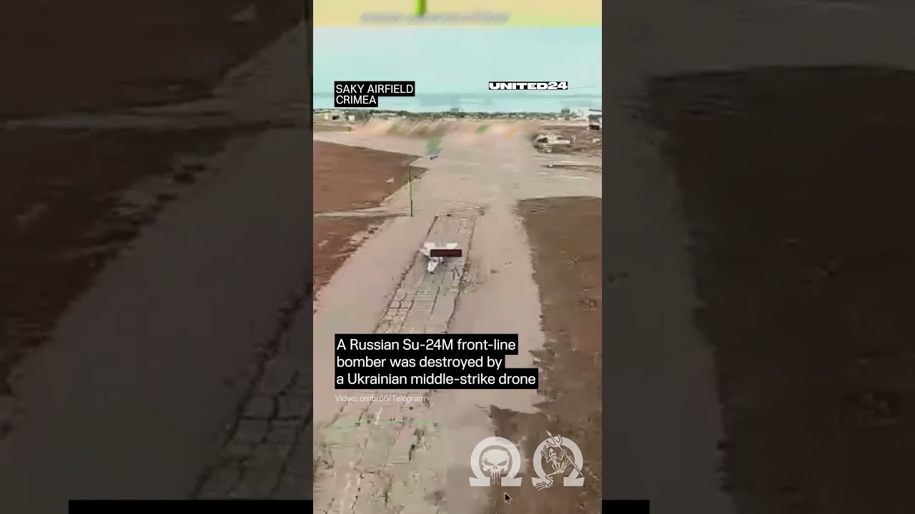 Ukrainian Middle-Strike Drone Destroyed Russian Su-24M Bomber #warinukraine