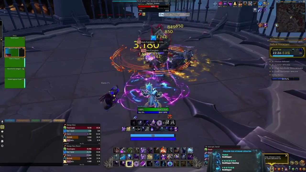 127M Damage Arcane Mage | Halls Of Atonement +16 (made a couple of mistakes, but we made it)