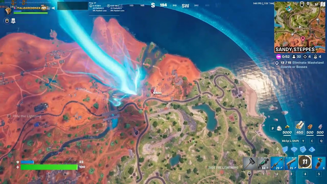 Fortnite 930m straight up.