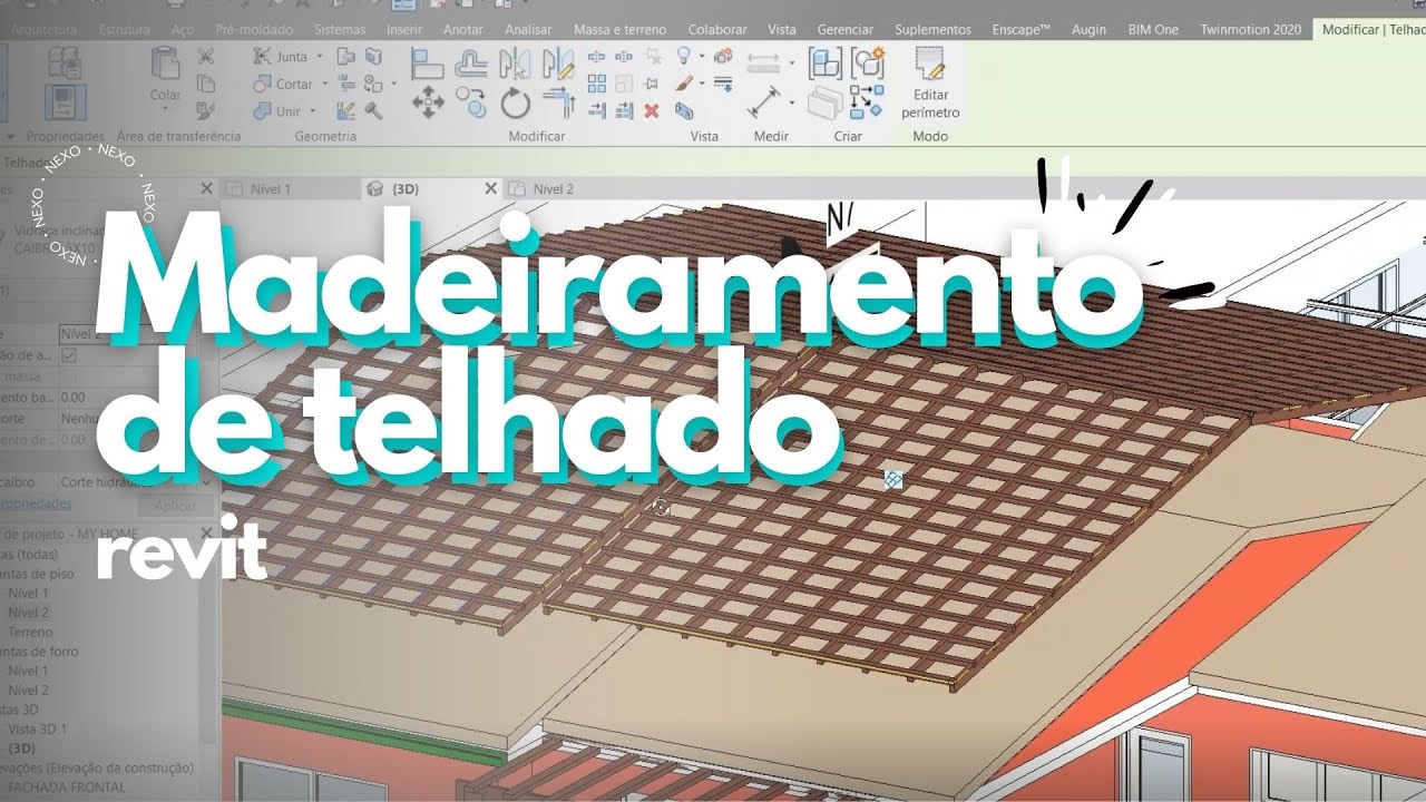 MADEIRAMENTO DE TELHADO NO REVIT