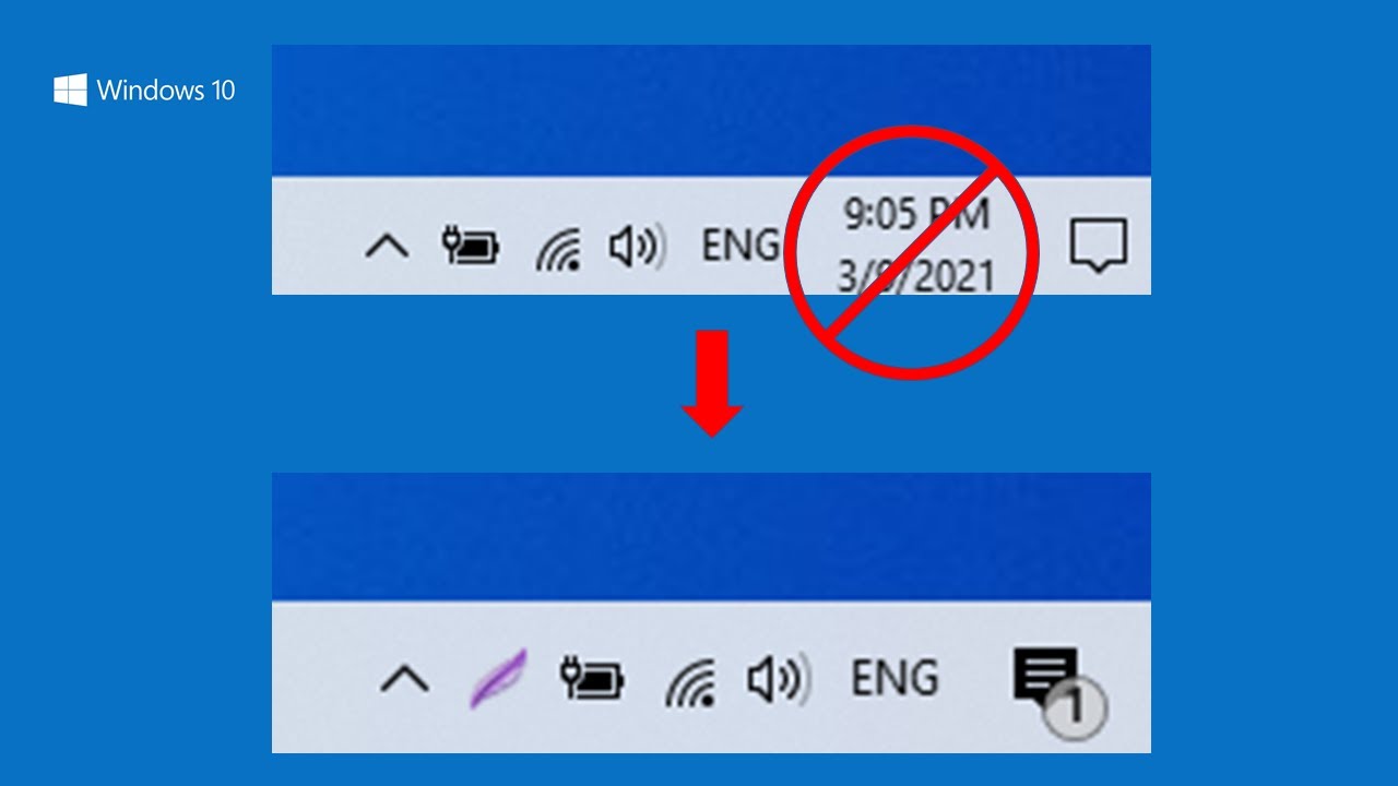 How to turn off clock icon within windows 10